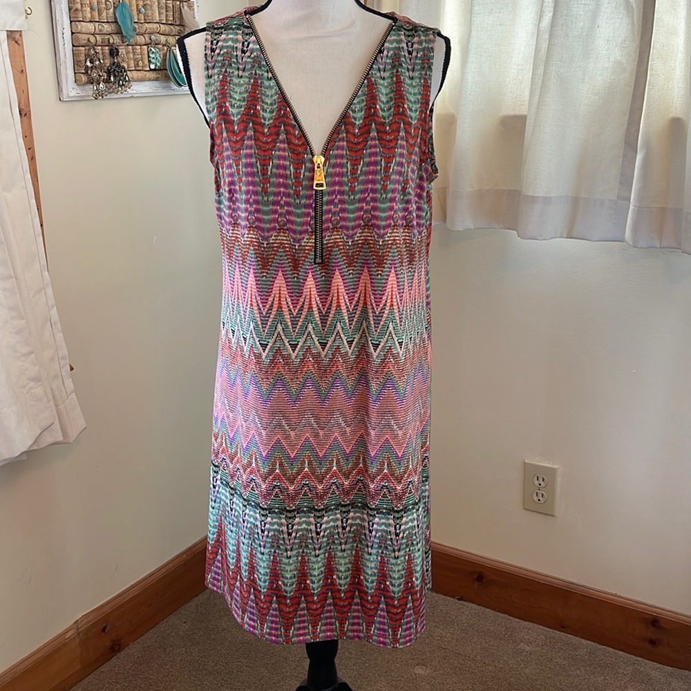 MSK Multicolored Patterned Dress. Size Medium.